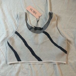 Micas Women's Black and Gray Striped Tank top